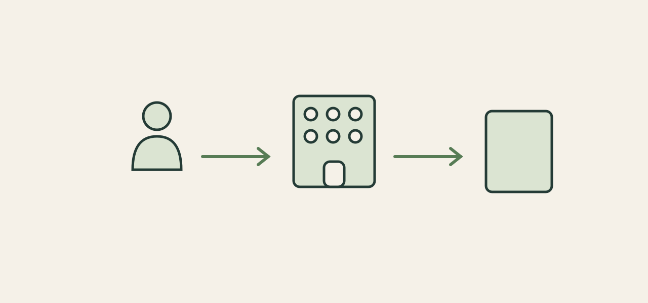 A person reaches a service through a separate business