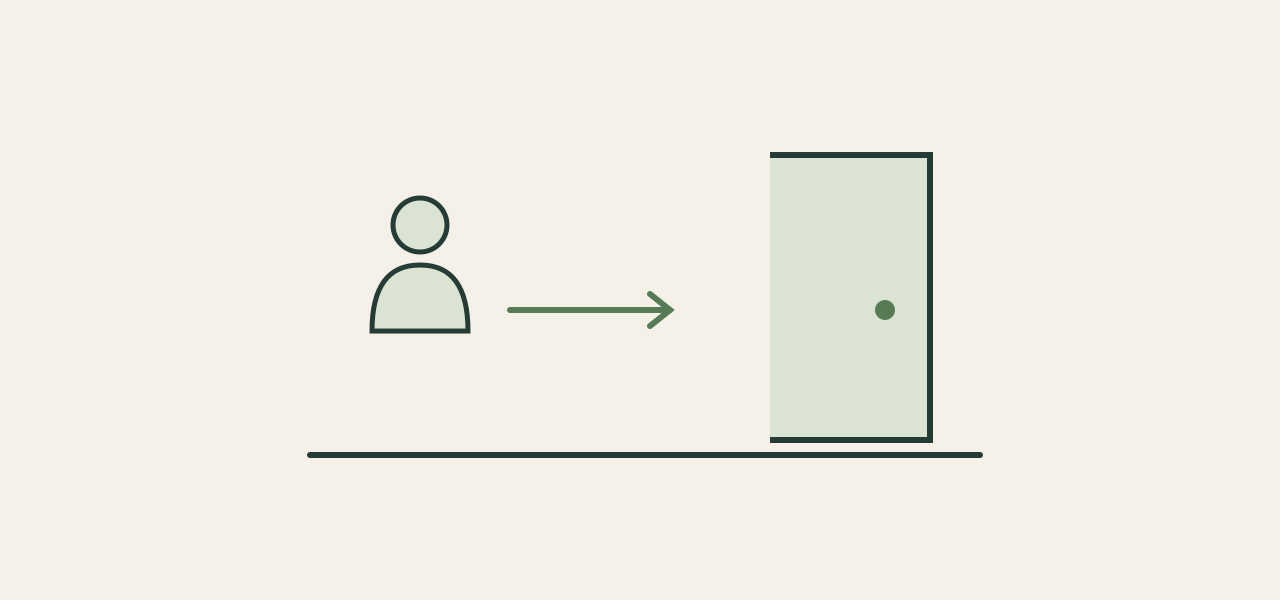 A person approaches an open door
