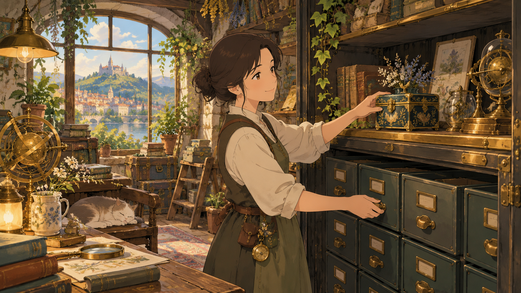 An archivist preserves a keepsake before closing an empty cabinet