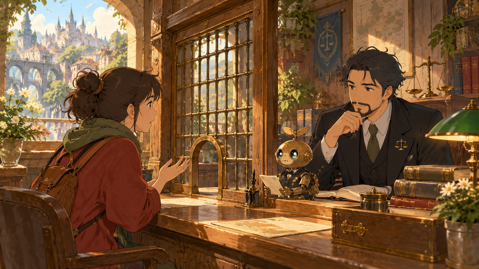A person consults a lawyer through a secure booth