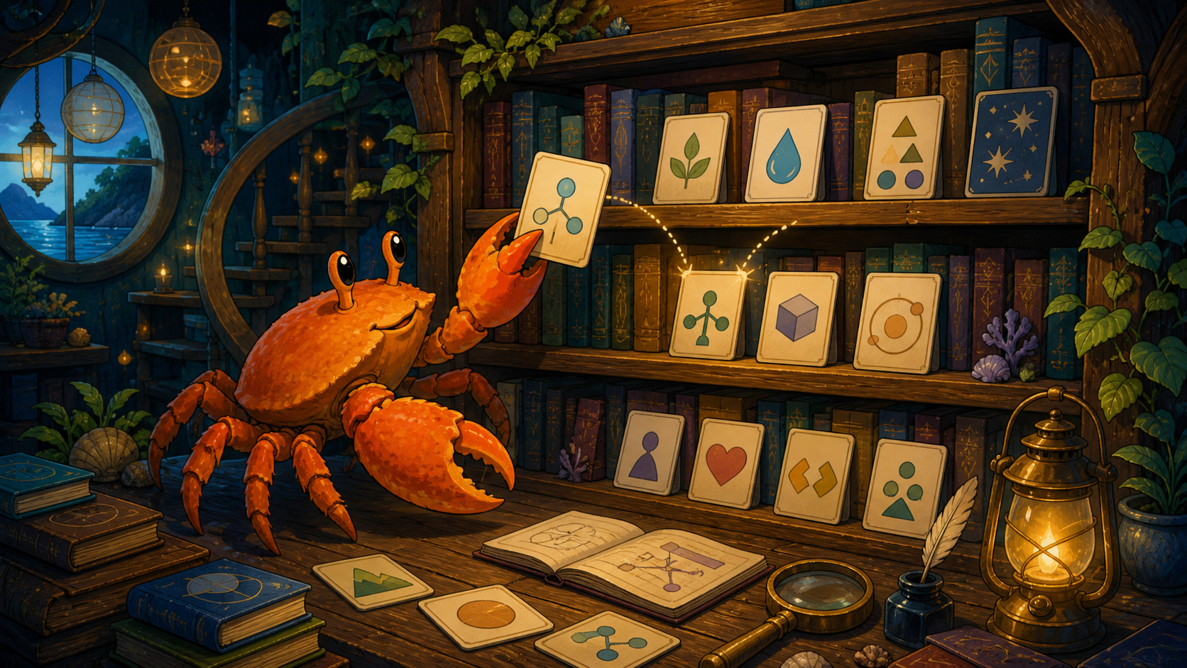 Ferris organizes a shared vocabulary in a magical library