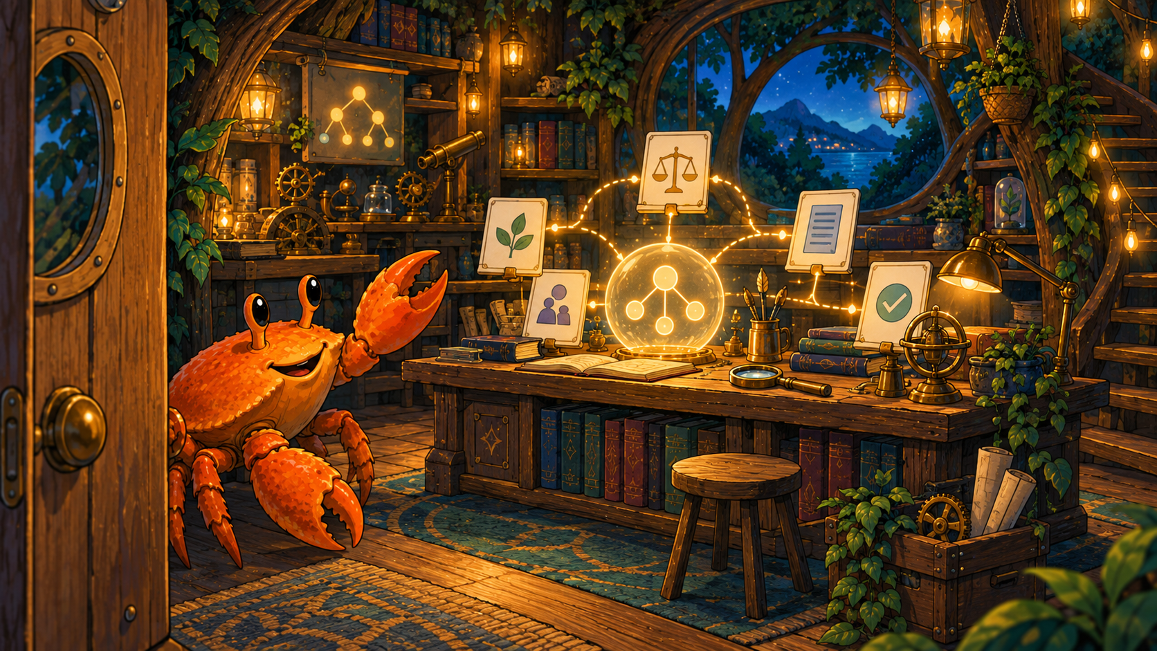 Ferris opens a treehouse workshop filled with connected tools and books